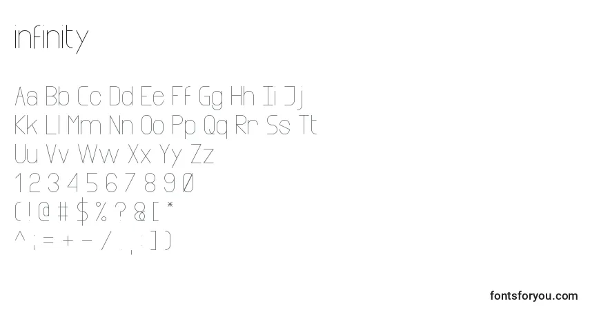 Schriftart Infinity (130304) – Alphabet, Zahlen, spezielle Symbole