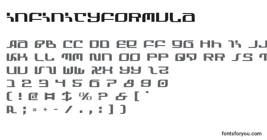 Czcionka Infinityformula (130305) – alfabet, cyfry, specjalne znaki