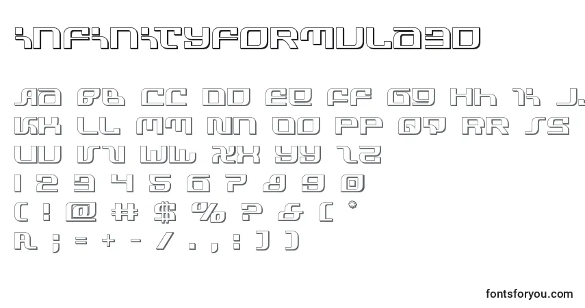 Czcionka Infinityformula3d – alfabet, cyfry, specjalne znaki