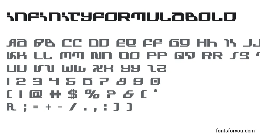 Schriftart Infinityformulabold – Alphabet, Zahlen, spezielle Symbole