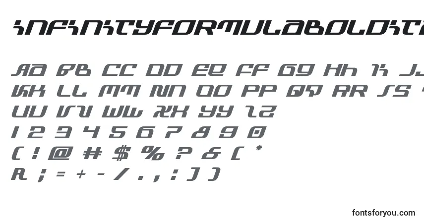 Schriftart Infinityformulaboldital – Alphabet, Zahlen, spezielle Symbole