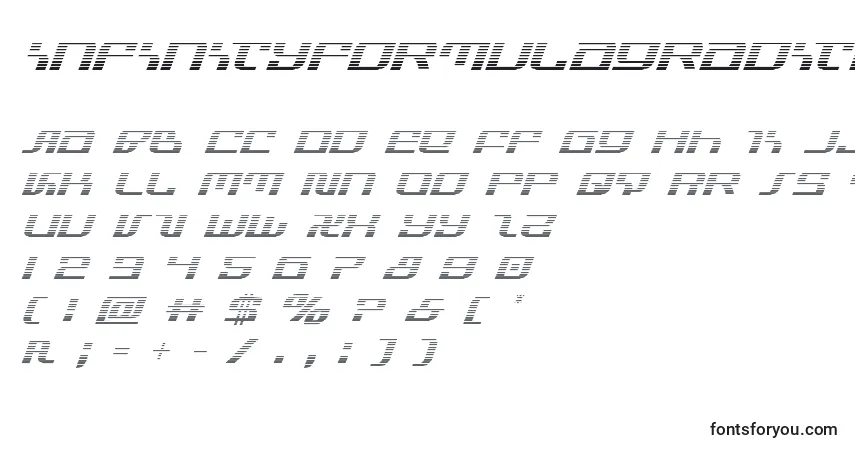 Infinityformulagradital-fontti – aakkoset, numerot, erikoismerkit