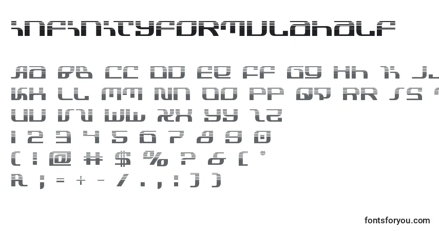 Czcionka Infinityformulahalf – alfabet, cyfry, specjalne znaki