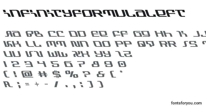 A fonte Infinityformulaleft – alfabeto, números, caracteres especiais