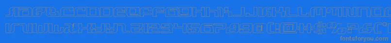 infinityformulaout-Schriftart – Graue Schriften auf blauem Hintergrund