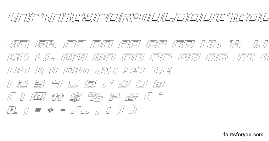 Schriftart Infinityformulaoutital – Alphabet, Zahlen, spezielle Symbole