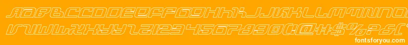 infinityformulaoutital-Schriftart – Weiße Schriften auf orangefarbenem Hintergrund