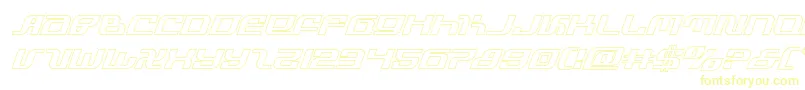 infinityformulaoutital-Schriftart – Gelbe Schriften auf weißem Hintergrund