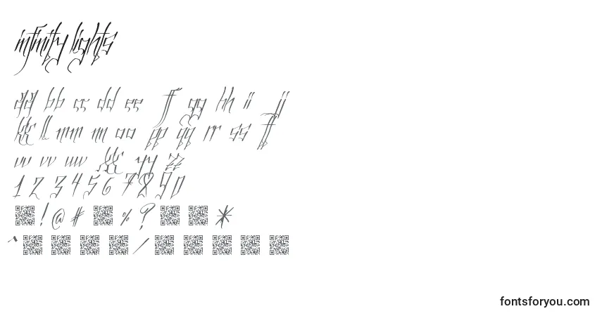 Schriftart InfinityLights – Alphabet, Zahlen, spezielle Symbole