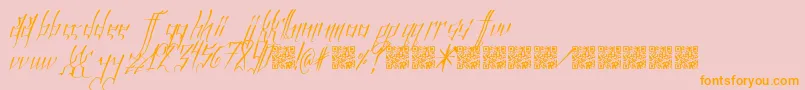 InfinityLights-Schriftart – Orangefarbene Schriften auf rosa Hintergrund