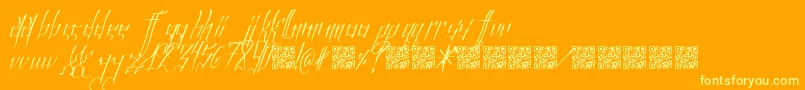 InfinityLights-Schriftart – Gelbe Schriften auf orangefarbenem Hintergrund
