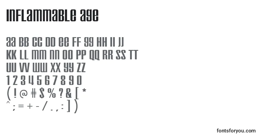 Шрифт Inflammable age – алфавит, цифры, специальные символы