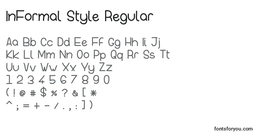 Czcionka InFormal Style Regular – alfabet, cyfry, specjalne znaki