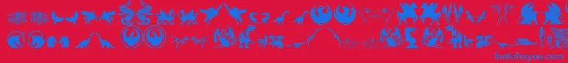 Fantastic-Schriftart – Blaue Schriften auf rotem Hintergrund