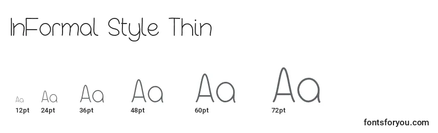 Размеры шрифта InFormal Style Thin