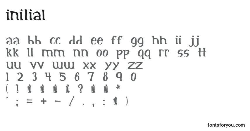 A fonte Initial (130332) – alfabeto, números, caracteres especiais
