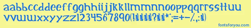 フォントinitial – 青い文字が黄色の背景にあります。