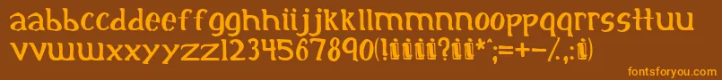 フォントinitial – オレンジ色の文字が茶色の背景にあります。