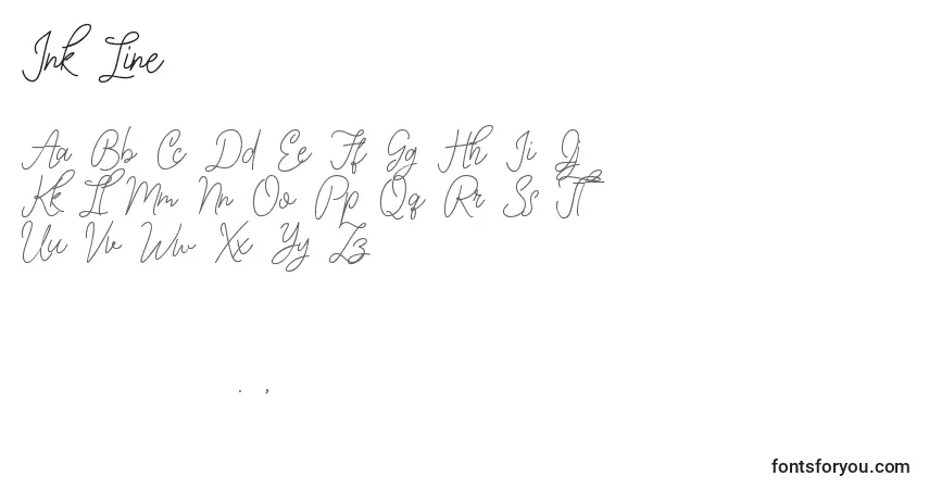 A fonte Ink Line – alfabeto, números, caracteres especiais