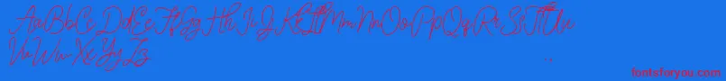 Ink Line-Schriftart – Rote Schriften auf blauem Hintergrund