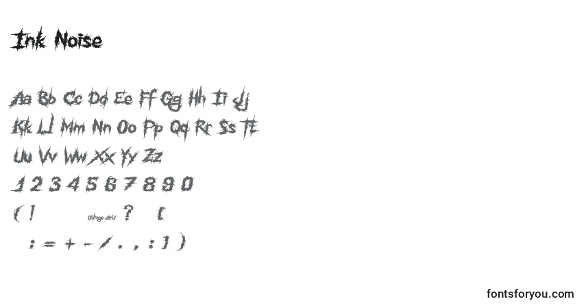 Czcionka Ink Noise – alfabet, cyfry, specjalne znaki