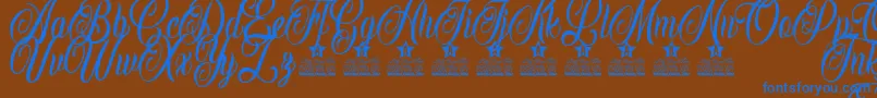 Inked Angels Personal Use Font – Blue Fonts on Brown Background