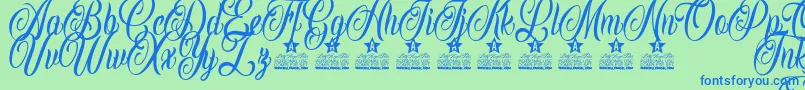 Inked Angels Personal Use Font – Blue Fonts on Green Background