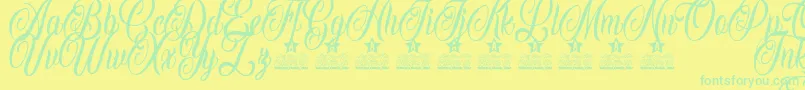 Inked Angels Personal Use Font – Green Fonts on Yellow Background
