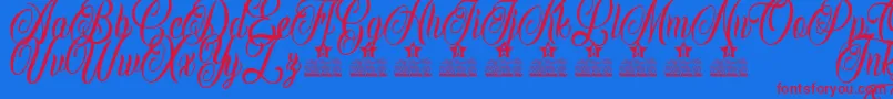 Inked Angels Personal Use Font – Red Fonts on Blue Background