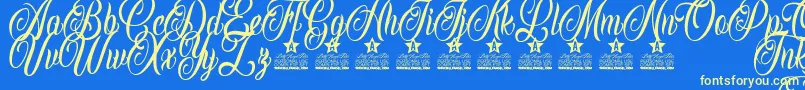 Fonte Inked Angels Personal Use – fontes amarelas em um fundo azul