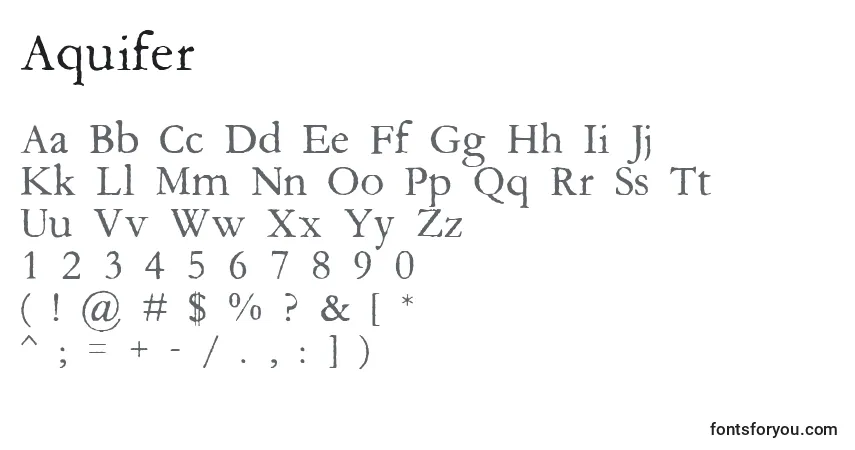 Schriftart Aquifer – Alphabet, Zahlen, spezielle Symbole
