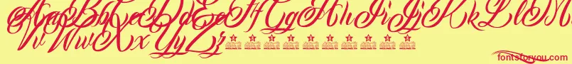 Inked Babes Personal Use Font – Red Fonts on Yellow Background