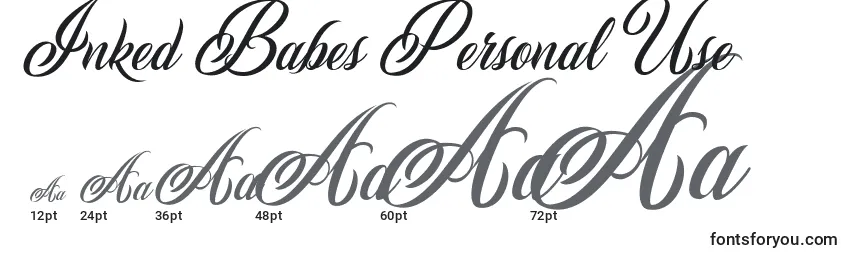 Размеры шрифта Inked Babes Personal Use