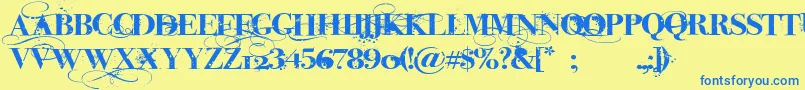 iNked God Font – Blue Fonts on Yellow Background