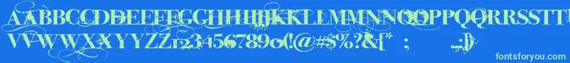 iNked God Font – Green Fonts on Blue Background