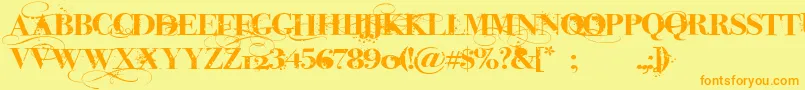 iNked God-Schriftart – Orangefarbene Schriften auf gelbem Hintergrund