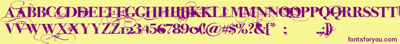 iNked God-Schriftart – Violette Schriften auf gelbem Hintergrund