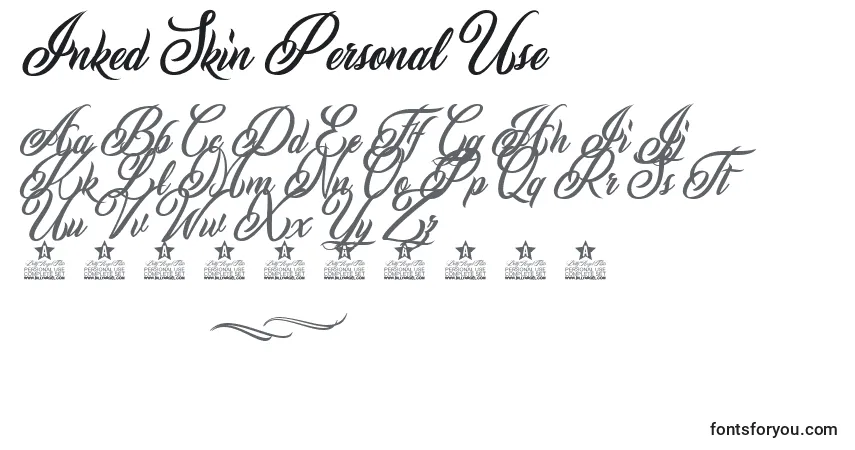 Schriftart Inked Skin Personal Use – Alphabet, Zahlen, spezielle Symbole