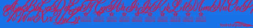 Inked Skin Personal Use-Schriftart – Rote Schriften auf blauem Hintergrund