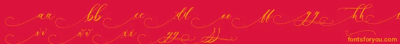 フォントInkland – 赤い背景にオレンジの文字