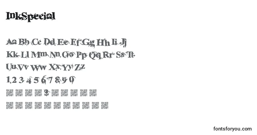 A fonte InkSpecial – alfabeto, números, caracteres especiais