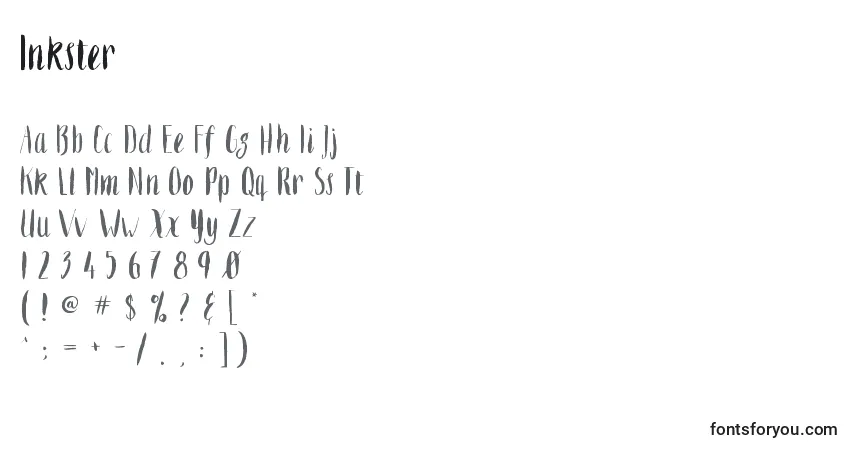Czcionka Inkster – alfabet, cyfry, specjalne znaki