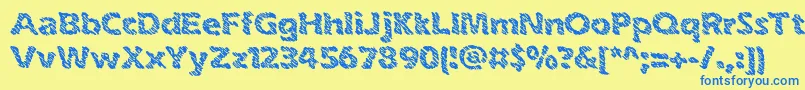 フォントinkswipe – 青い文字が黄色の背景にあります。