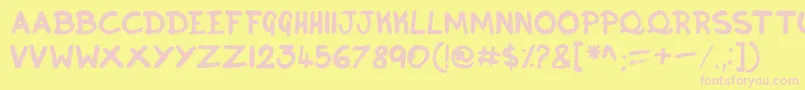 Inky-fontti – vaaleanpunaiset fontit keltaisella taustalla