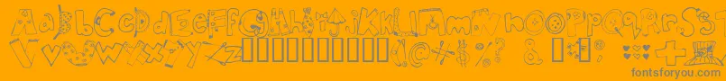 Inmyc   -fontti – harmaat kirjasimet oranssilla taustalla
