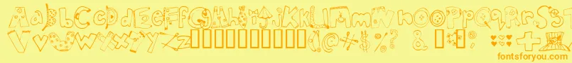 Inmyc   -fontti – oranssit fontit keltaisella taustalla