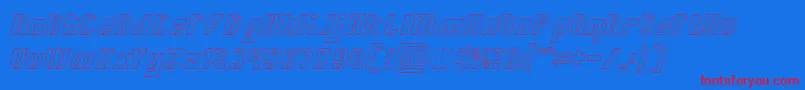 INOVATION Hollow-Schriftart – Rote Schriften auf blauem Hintergrund