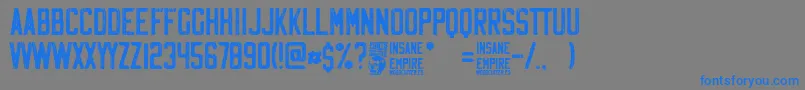 Czcionka Insane Empire – niebieskie czcionki na szarym tle