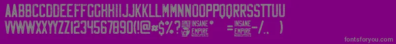 フォントInsane Empire – 紫の背景に灰色の文字