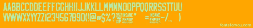 Insane Empire-Schriftart – Grüne Schriften auf orangefarbenem Hintergrund